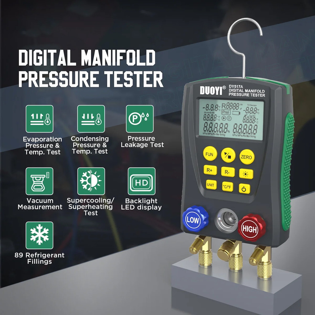 AC Manifold Gauge Set Manifold Gauges Hvac and Refrigeration AC Recharge Kit Refrigeration Digital M