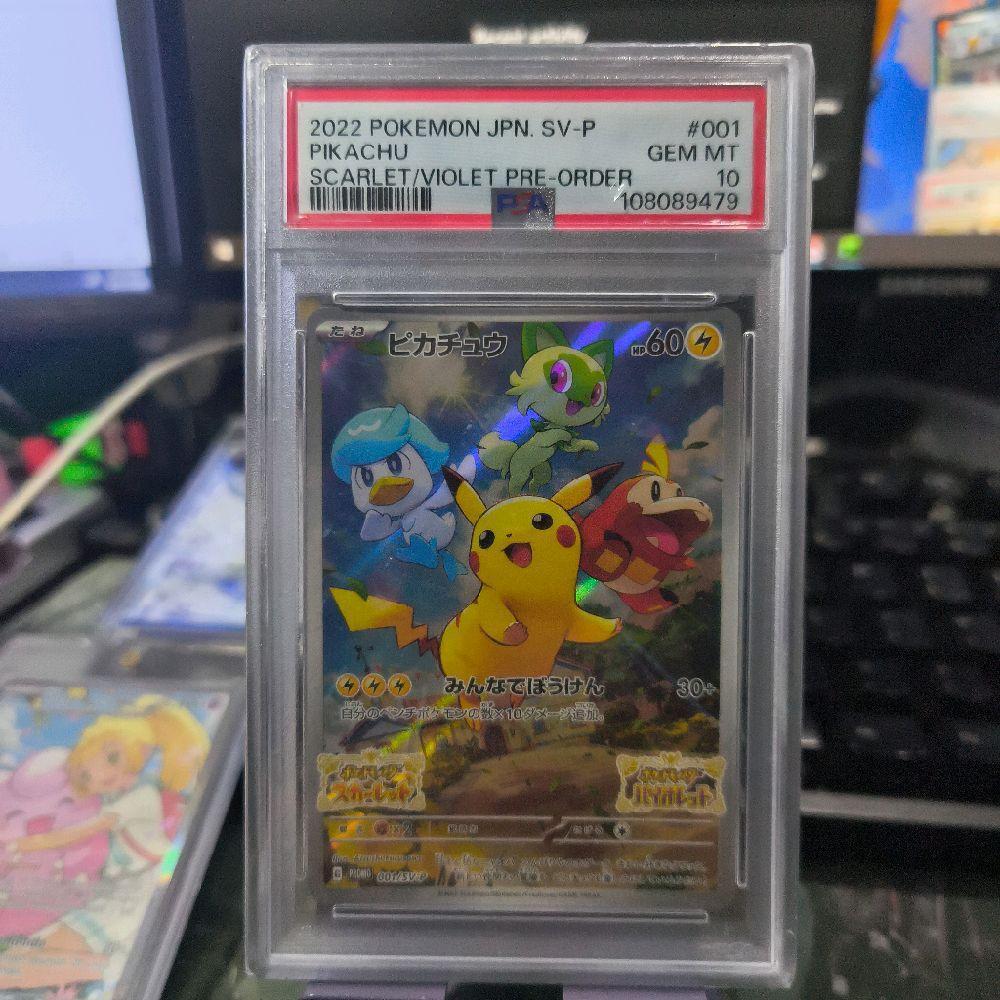 Pikachu Scarlet Violet Pre Order Japan Promo Jepang PSA 10 Graded Slab TCG Pokemon Game Kartu Koleks