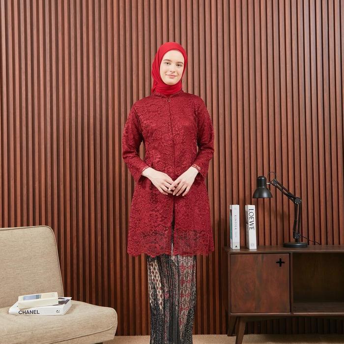 Sale- Mk Tunik Kebaya Brokat Setelan Kebaya Model Kerah Terbaru Elegan Mewah Modern Dewasa Remaja