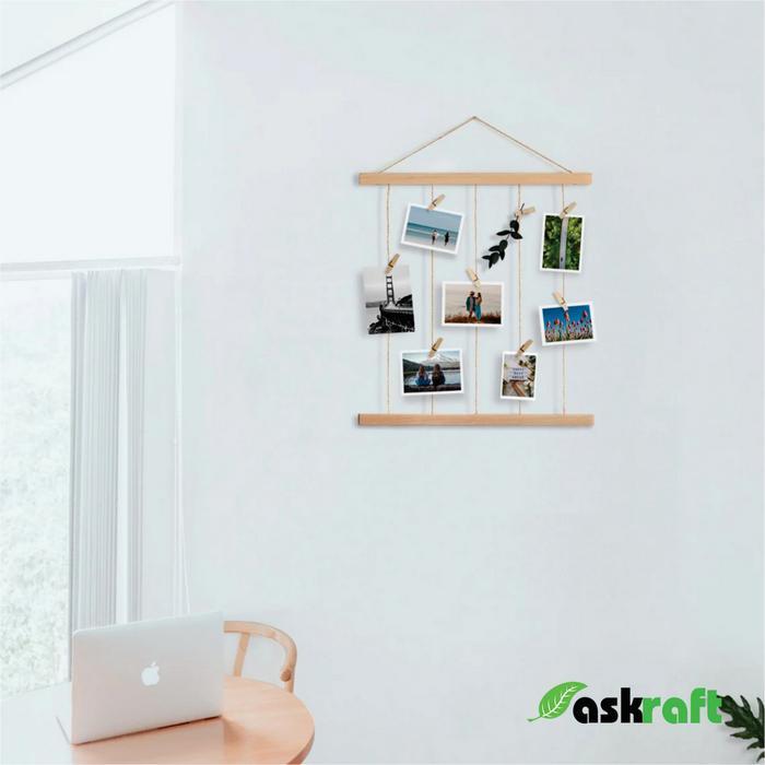 TERMURAH Askraft Frame Bingkai Foto Polaroid Kayu Tali Gantung