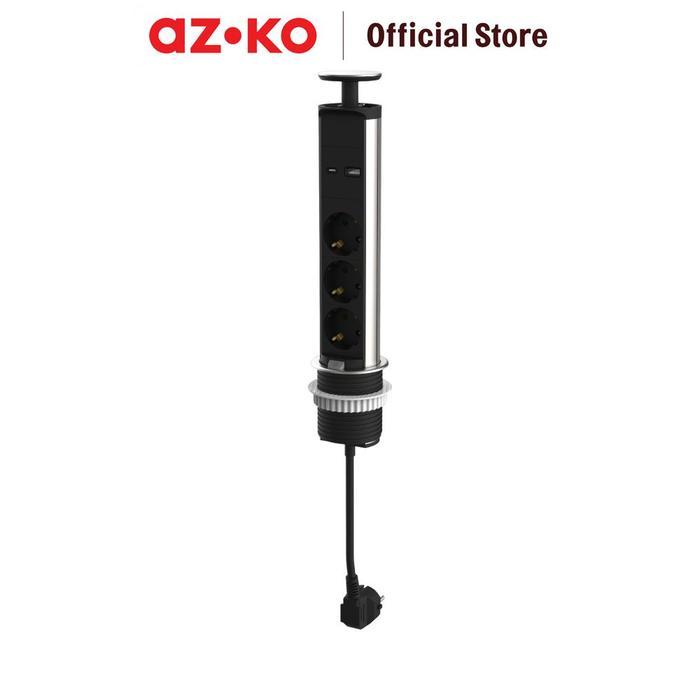KRISBOW STOP KONTAK TANAM MEJA EKSTENSI 3 SOCKET USB A & C