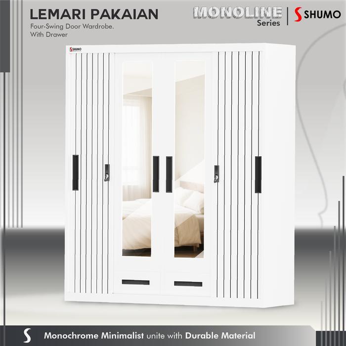 Lemari Pakaian Besi 4 Pintu Sliding Minimalis Lemari Baju sleding