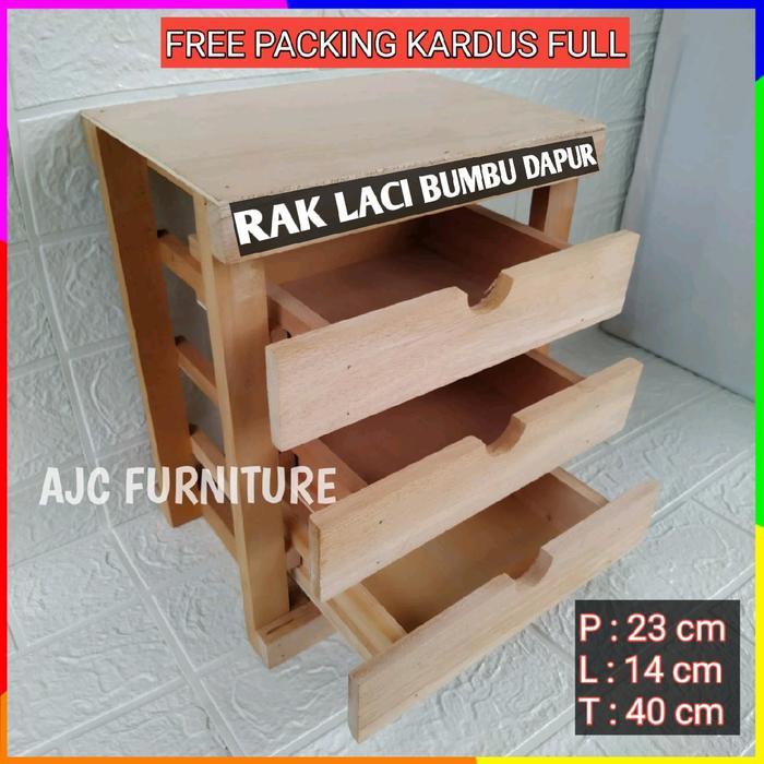 RAK LACI BUMBU DAPUR KAYU VIRAL