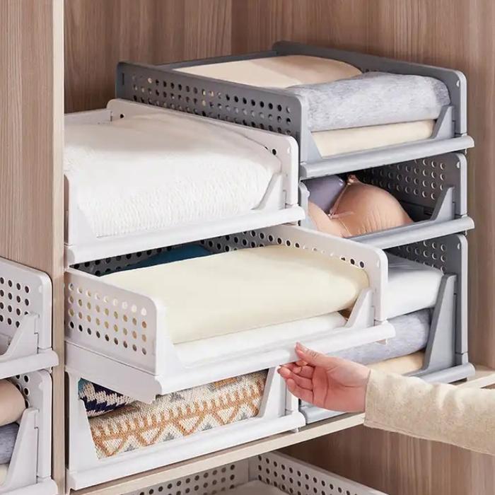 BISA COD RAK LACI STORAGE PLASTIK PENYIMPAN BARANG RAK BAJU SUSUN TEMPAT BAJU PAKAIAN PORTABLE RAK