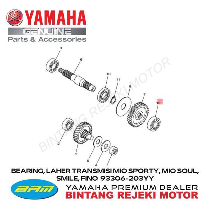 Bearing, Laher Transmisi Mio Sporty, Mio Soul, Smile, Fino 93306-203Yy