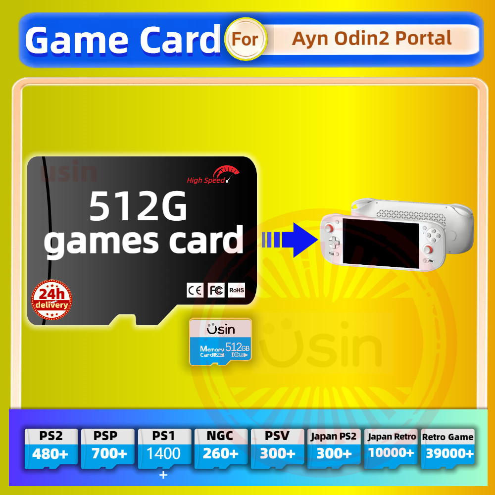 Game Card For Ayn Odin2 Portal Odin Retro Classic Games PS2 PSP Android Handheld Gaming Console