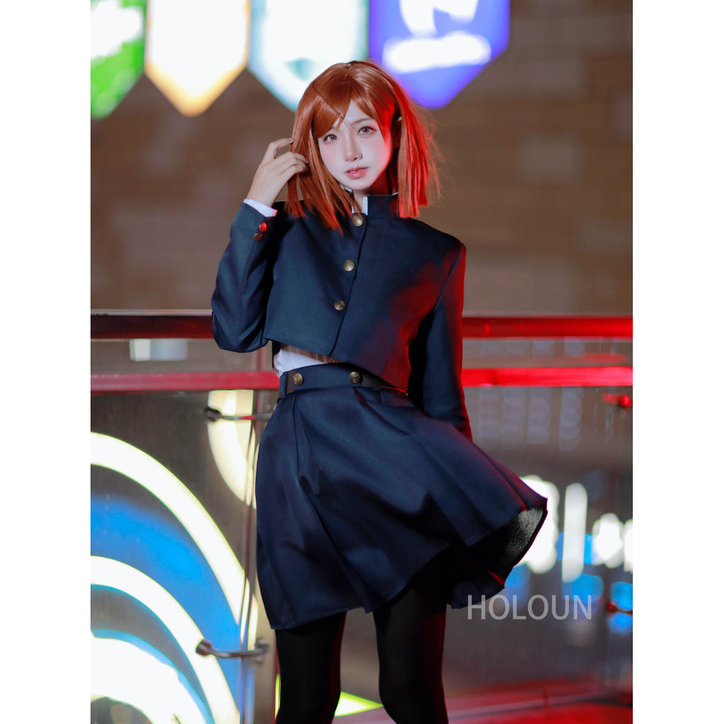 Holoun Jujutsu Jjk Manga Anime Kugisaki Nobara Cosplay Costume Wig Jacket Skirt Rose Net Synthetic