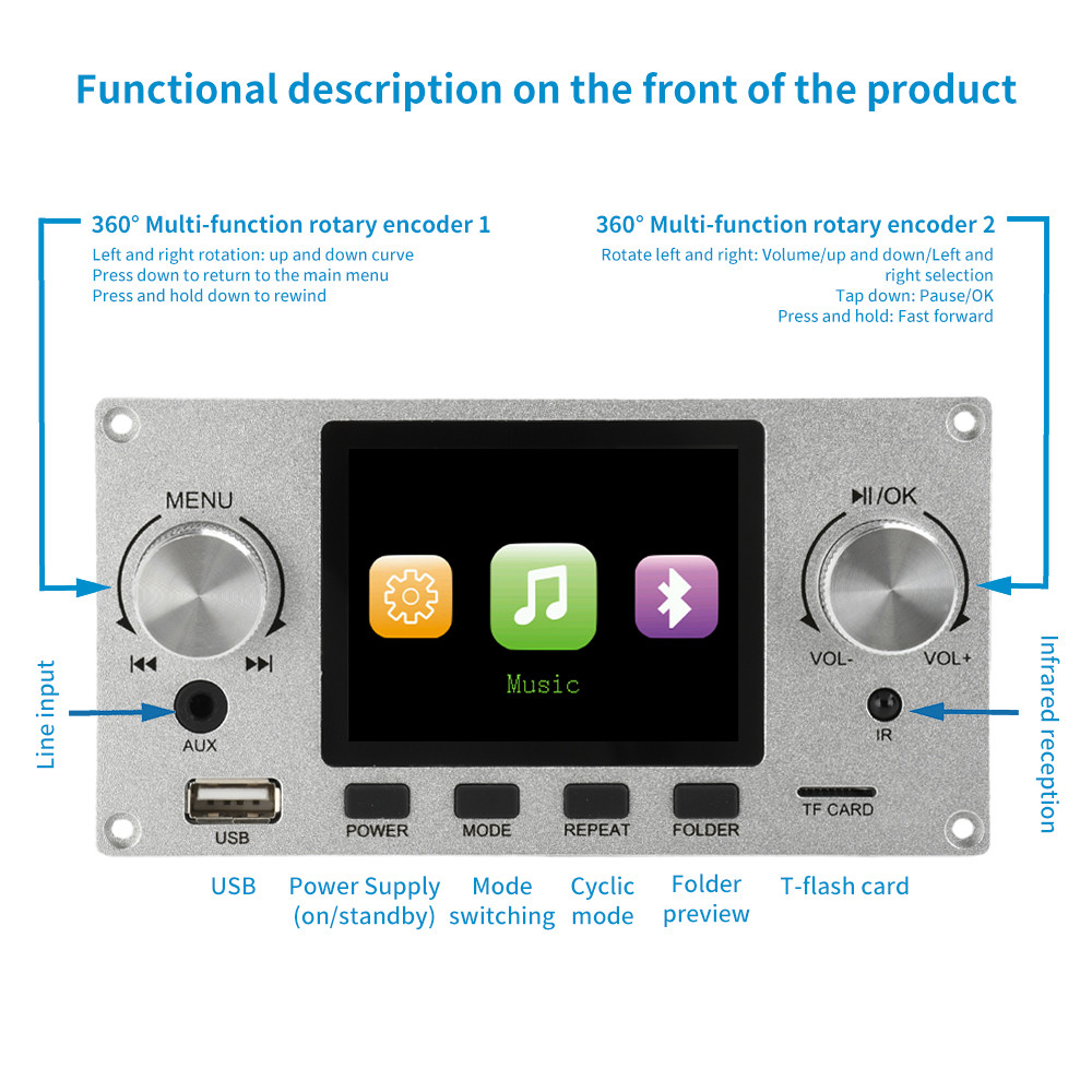 Dc 4.5-5V Bluetooth- Compatible 5.0 Mp3 Decoder Board Amplifier Audio Player Mp3 Player Car Fm Radio