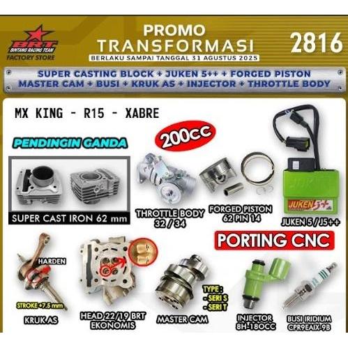 PAKET BORE UP BRT 200 CC VIXION NVA NVL MX KING R15 V2 - TANPA ECU