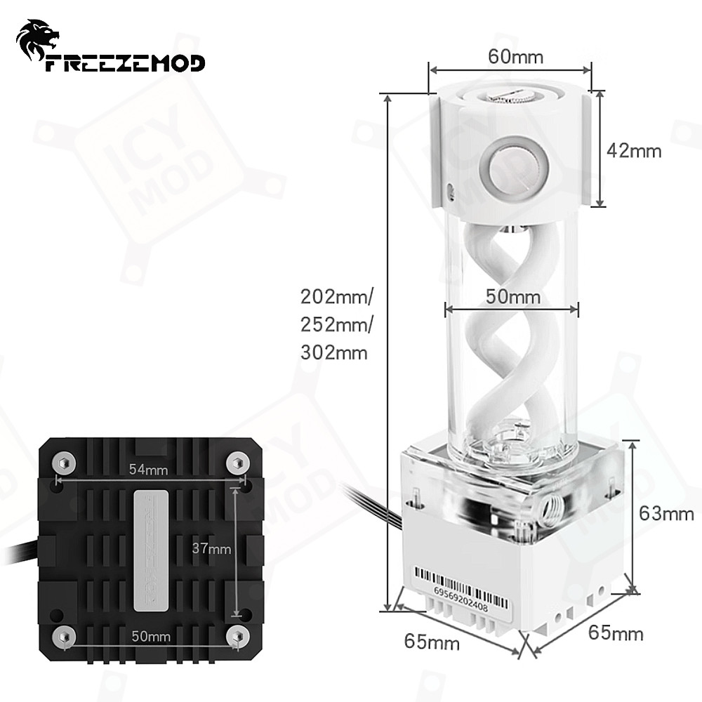 FREEZEMOD AIO Water Cooling DNA Helices Reservoir 3.5m Head 650L/H Flow 202mm/252mm/302mm