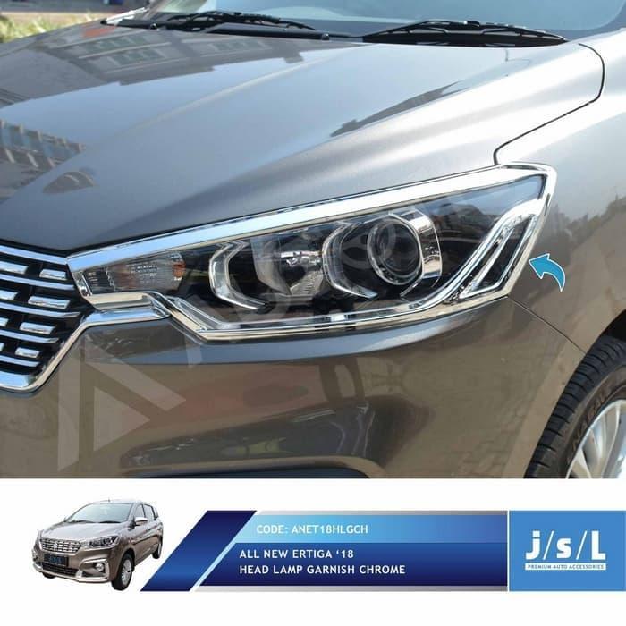 Garnish Headlamp Cover Lampu Depan All New Ertiga 2018 Up Chrome & Hitam Doff Aksesoris Mobil Jsl