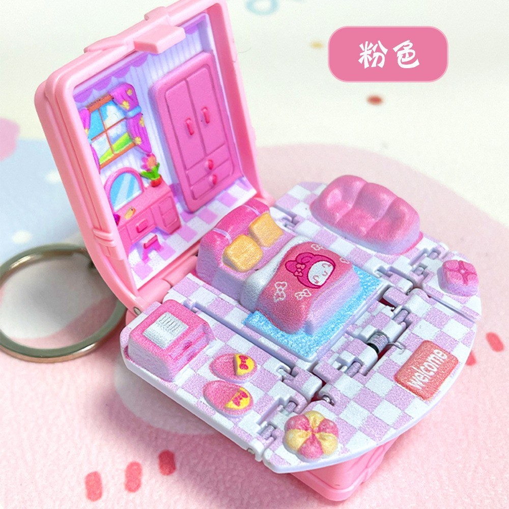 3D Sanrio Folding Pop-up Book Mini Keychain Astronaut Educational Castle Stress Relief Creative