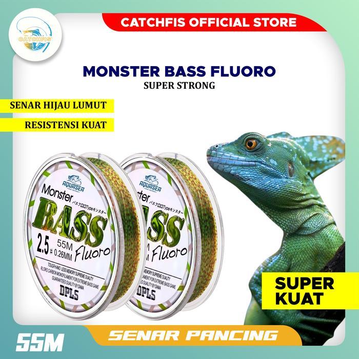 catchfis - Tali Pancing Bass FLUOROCARBON 55M Warna Hijau lumut Senar Pancing Fishing Strength