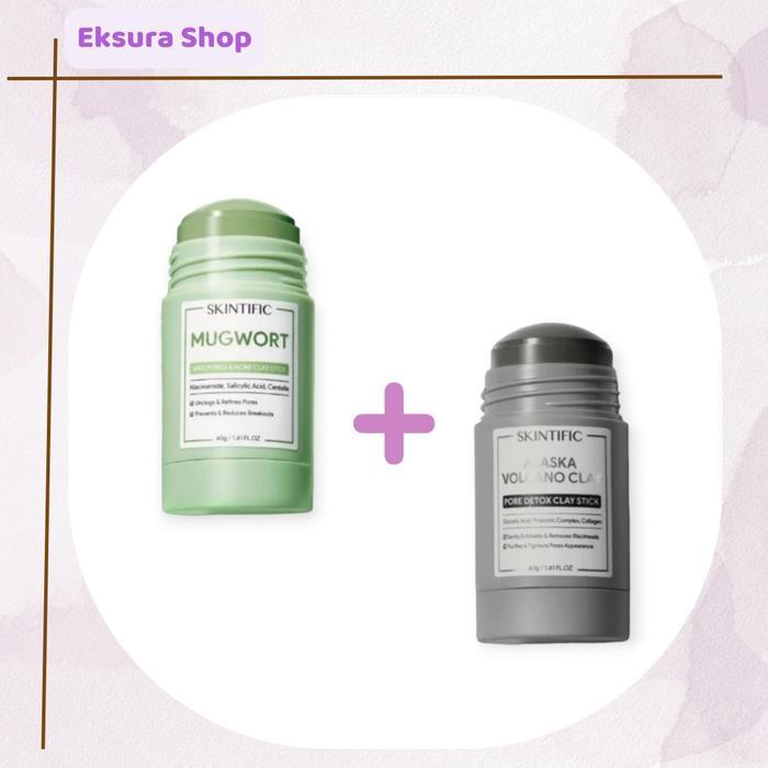 Paket Hemat Skintific Mugwort Mask Acne Clay+Alaska Volcano Mask 40gr