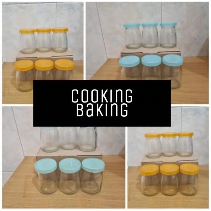 TOPLES KECIL GELAS JAR TEMPAT PUDING BAHAN KACA TUTUP PLASTIK
