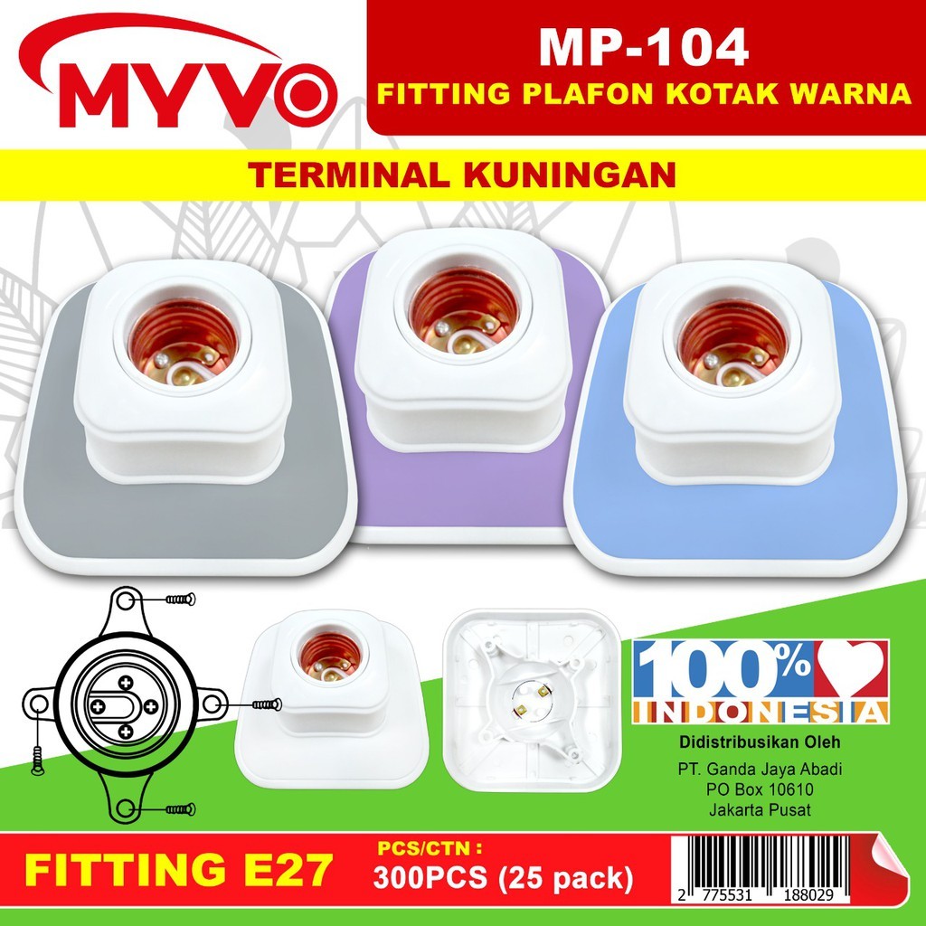 CSA Fitting/Fiting/Rumah Lampu Plafon Petak & Bulat MYVO Fiting Lampu Plafon