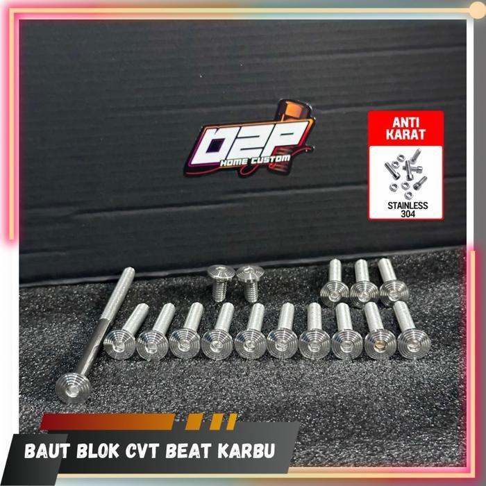 BAUT BLOK CVT BEAT KARBU BAUT COVER BLOK CVT HONDA BEAT KARBU L STAINLESS NEW CUSTOM HANDMADE MODEL