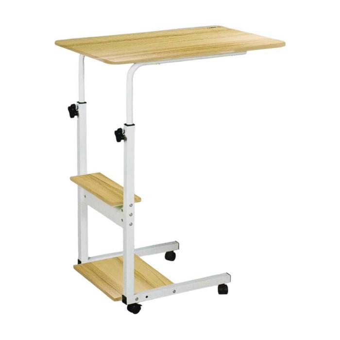Meja Rak Laptop Satu Tingkat Adjustable Portable Desk 1 Rak + Roda