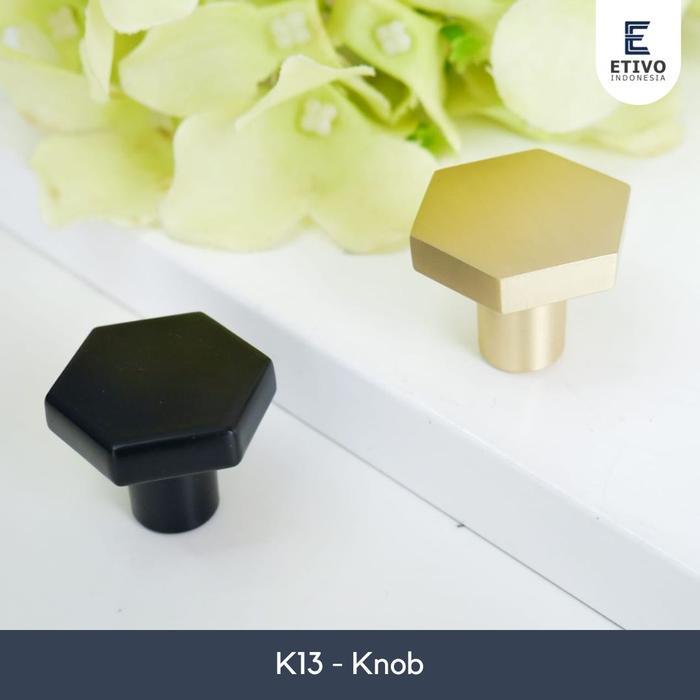 K13 Hexagon Door Knob Handle Gold Tarikan Pintu Laci Segi 6