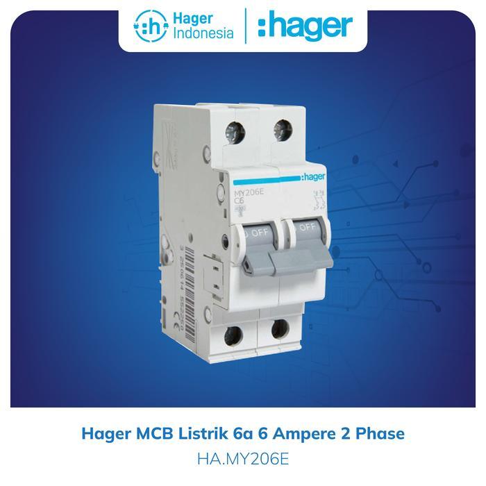 Hager Mcb Listrik 6A 6 Ampere 2 Phase - My206E #Gratisongkir
