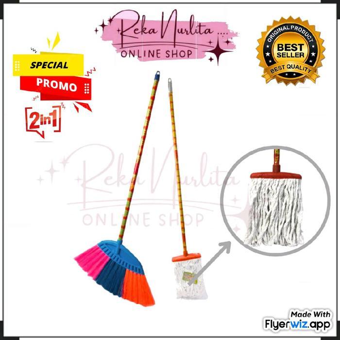 sapu lantai dan pel lantai , paket 2 in 1 sapu lantai