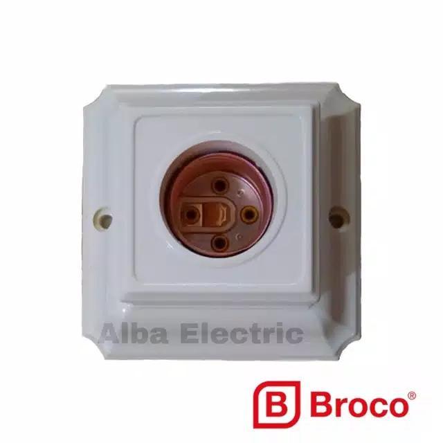 "New" Fitting Lampu Plafon Segi 4 1210 BROCO Cream/Putih
