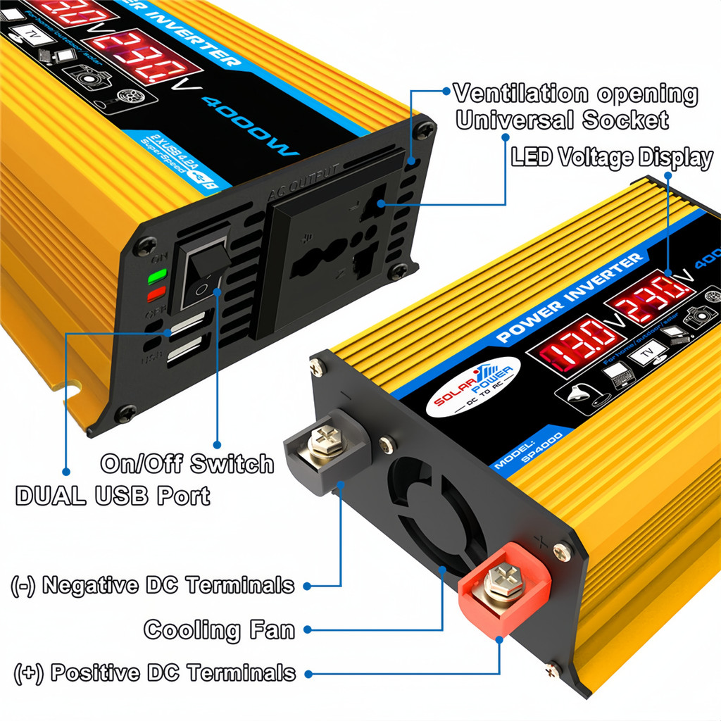 12V to 110V/220V Solar Panel System 12V Solar Panel Battery Charge Controller 4000W Solar Inverter