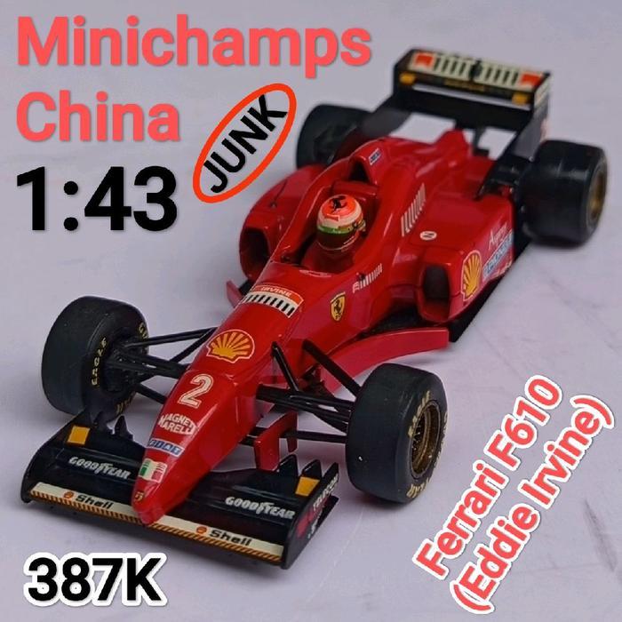 Diecast Mini Scale 43 Model Mobil Balap Formula F1 Minichamps Ferrari F610 Eddie Irvine Merah Loose