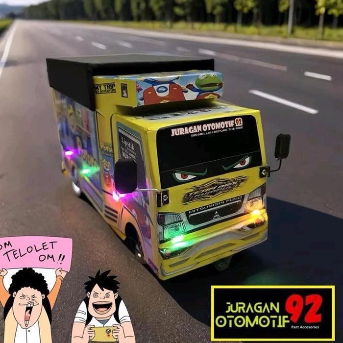 Hot Wheels - Mainan Anak Truk Telolet Bersuara - Miniatur Mobil Oleng Kayu Lampu Roda Toy
