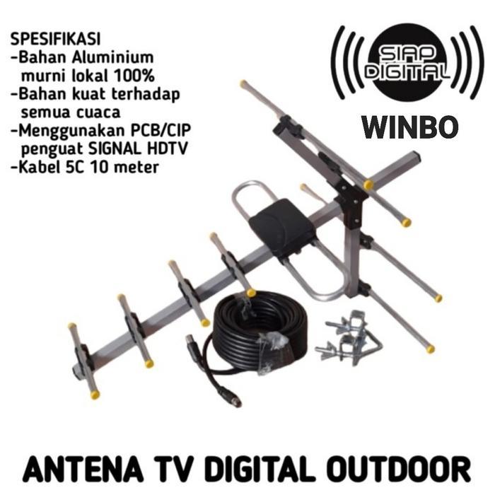 ANTENA TV DIGITAL ANALOG OUTDOOR FREE KABEL 10M ANTENA TV LUAR ORIGINAL