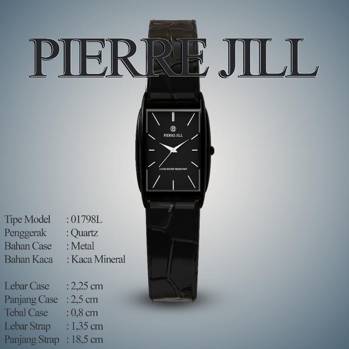 PIERRE JILL 1798-L JAM TANGAN CASUAL FASHION WANITA TALI KULIT WATER RESISTANT FREE BOX