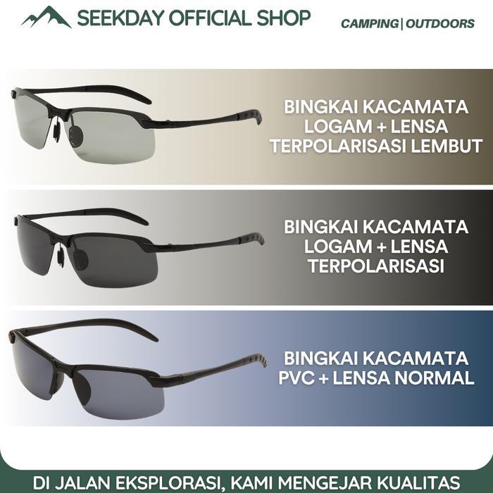SEEKDAY KACAMATA HITAM SETENGAH BINGKAI LENSA TERPOLARISASI BINGKAI LOGAM KACAMATA MEMANCING DAN