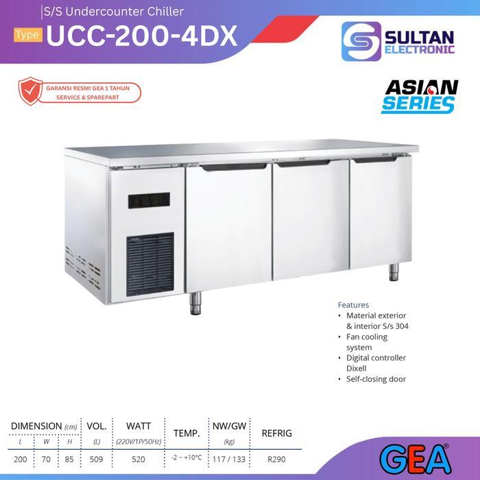 GEA Undercounter Chiller UCC-200-4DX / UCC 200 4DX / UCC2004DX / UCC-200-3DX Kapasitas 509 Liter