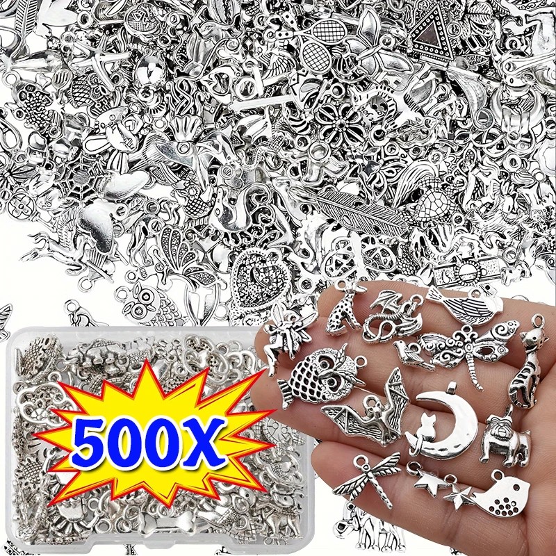 100/500pcs Tibetan Silver Mixed Pendant Animals Charms Beads for Jewelry Making Bracelet Earrings