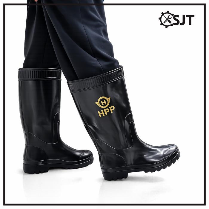 SJT - Sepatu Pria Hitam Karet Tinggi 38 cm HPP / Shoes Boots Kerja ringan
