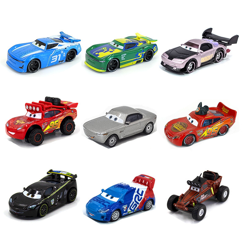 Mini Cars 3 2 Pixar Sheriff Lightning McQueen Lizzie Mater Sally Chick Hicks King Fritter Dinoco