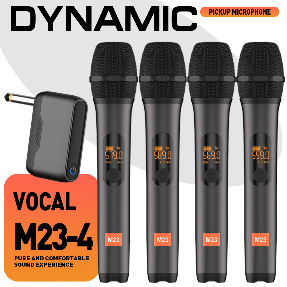 Wireless Microphone M23-4 UHF Recording Universal Karaoke Mic With Lithium Battery Receiver For