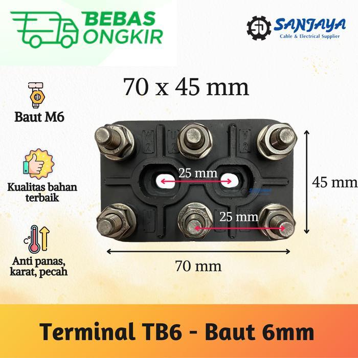 TB 6MM - TERMINAL KONEKSI ELEKTRO DINAMO MOTOR 70x45MM