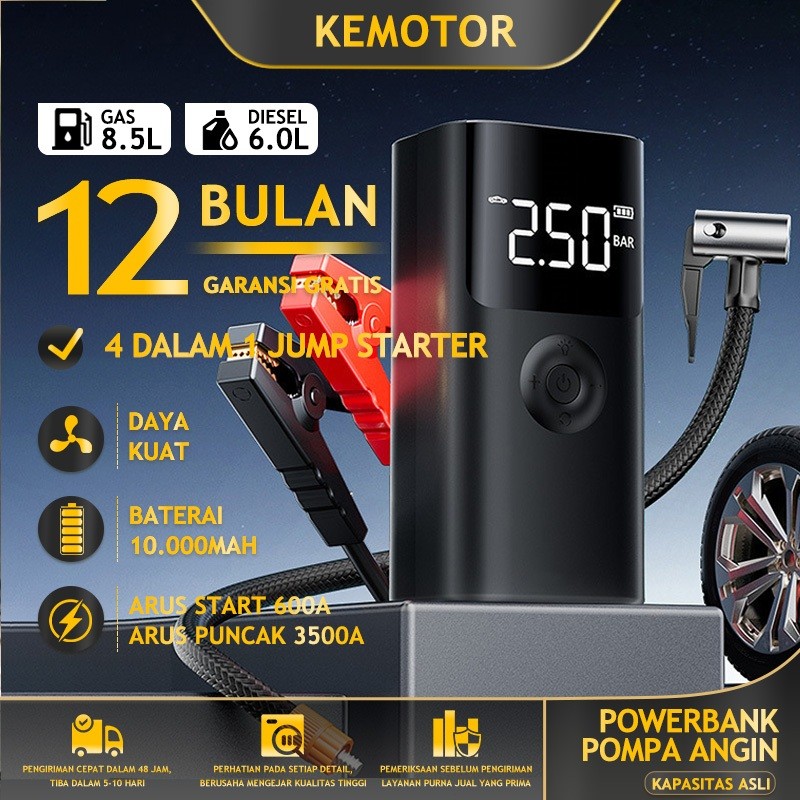 Jumper Aki Mobil 10000mah Pompa Ban Elektrik Portable Car Jump Starter Dengan Tombol Boost Jumper Pr