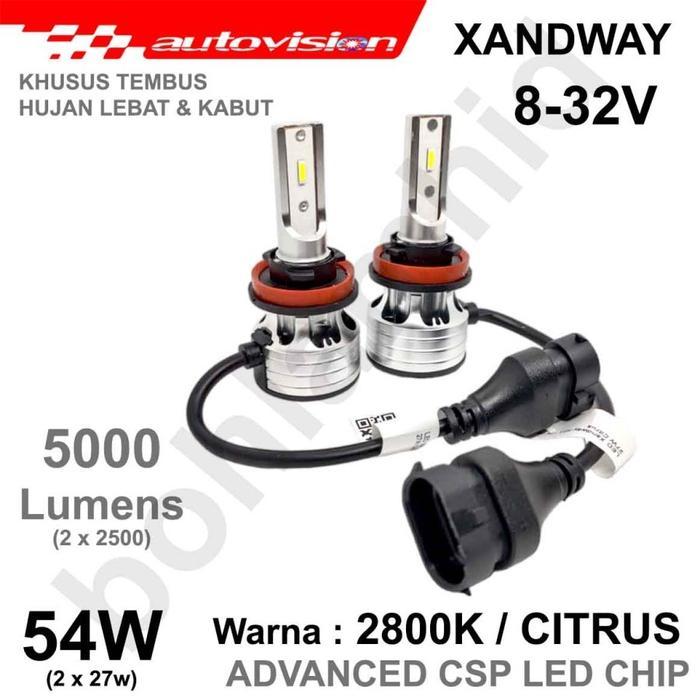 L-Lampu LED Mobil H11 H16 Kuning Autovision Xandway Foglamp Kabut 2800K