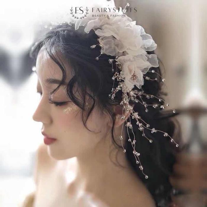 Hairpiece Aksesoris Rambut Motif Bunga Kristal Perhiasan Rambut Pesta