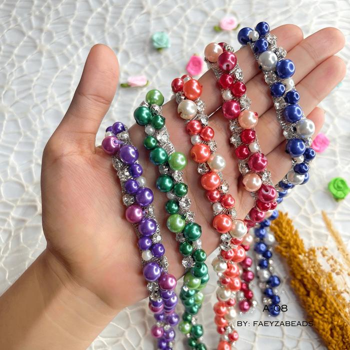 Payet Rangkai Mutiara Jahit A08 / Payet Leher / Payet Pinggang / Payet Dada / Payet Mutiara Bisa