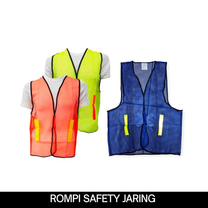 [] Rompi Proyek Safety Jaring Orange , Hijau / Rompi Proyek Safety Jaring Scoth X Warna Biru ,