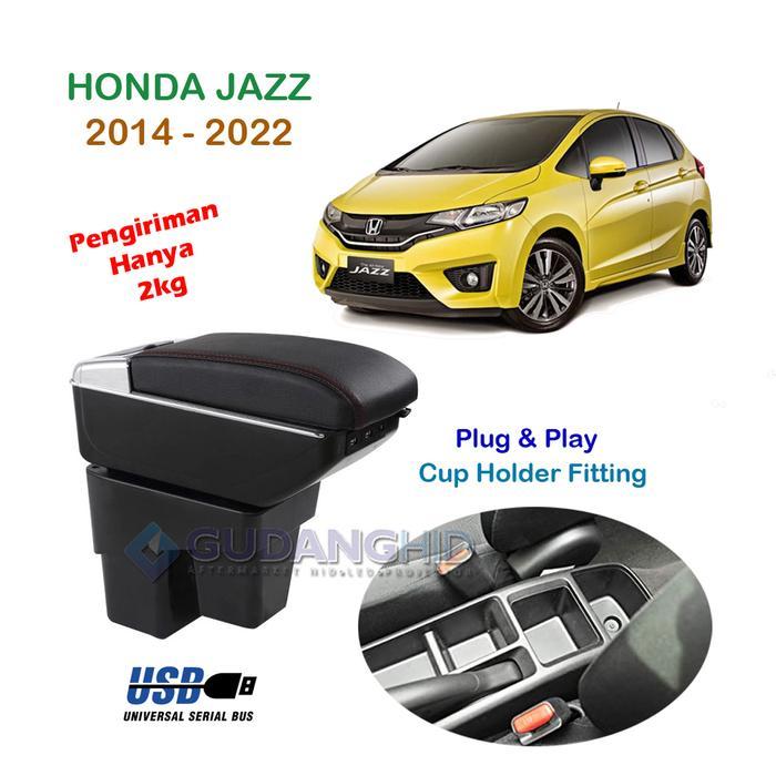 Armrest Mobil Honda Jazz 2015 - 2022 GK5 7 USB Port Charger + LED