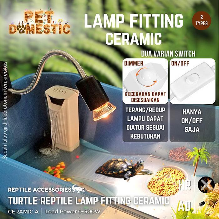 Paket Fitting Keramik + Lampu Uva Uvb Jepit Dimmer Leher Panjang Pendek Penghangat Reptile Kura Kura