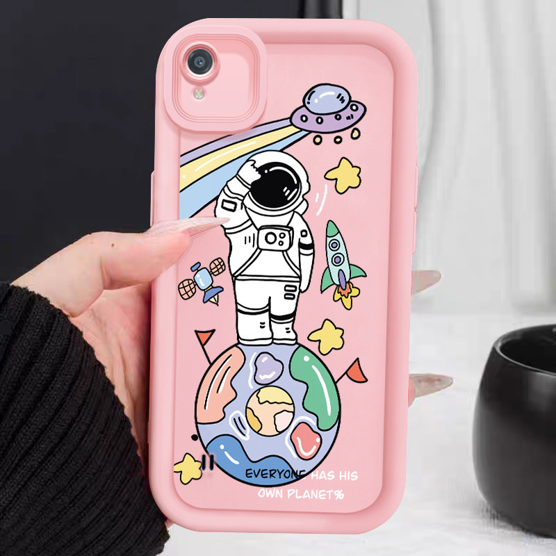 Casing Hp untuk Realme C20 C20A C11 2021 C11 2020 Case Astronot kartun Kasing silikon Cesing Softcas