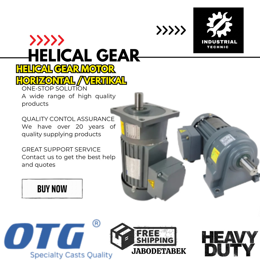 OTG COMPACT GEAR MOTOR 1 PHASE 220V 50HZ 0,4KW 400 WATT RATIO 220-1800 OUTPUT 40MM HORIZONTAL ATAU V
