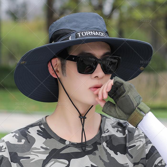 Miffy Topi Rimba Outdoor Pria Anti UV Visor Lebar Topi Gunung Hiking