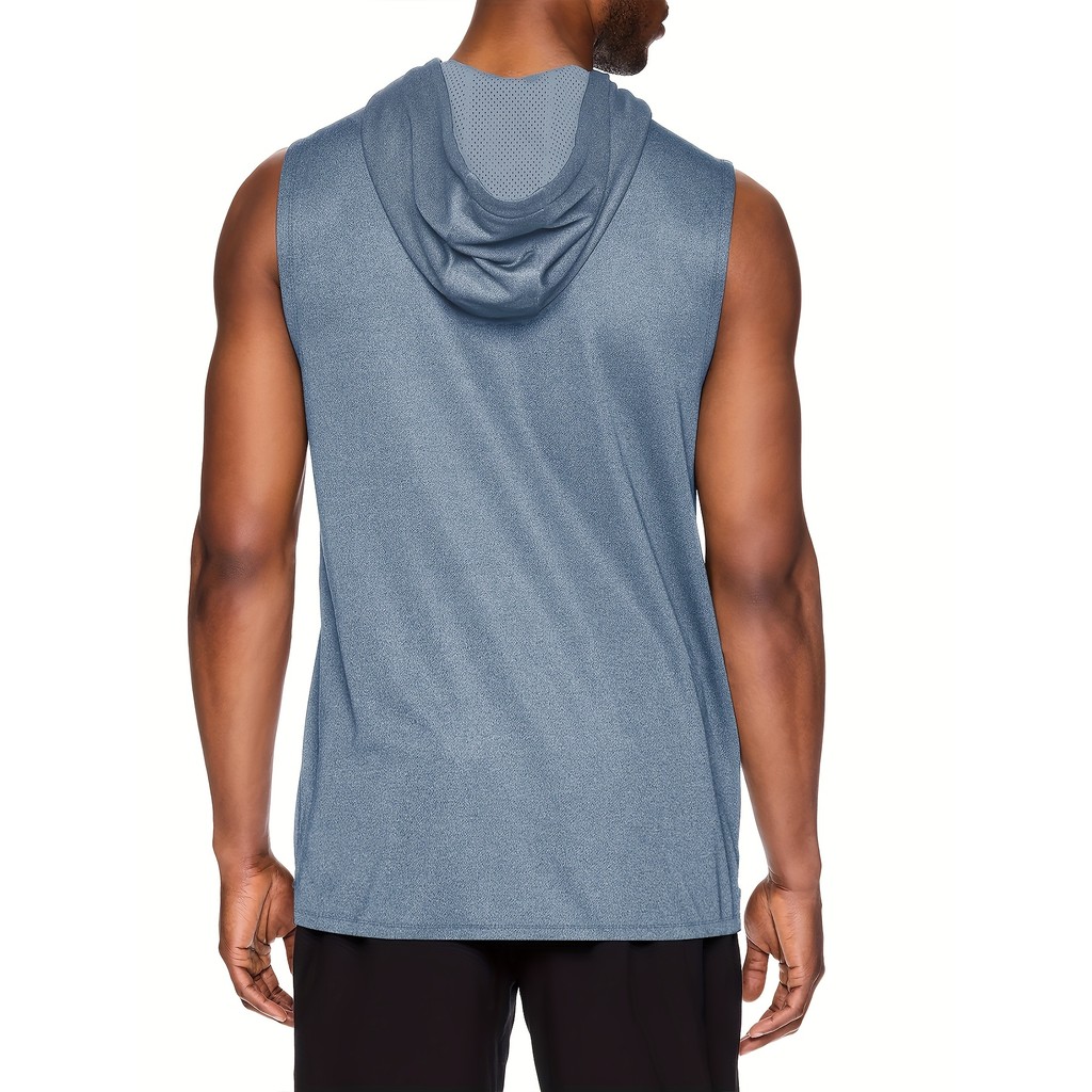 Hooded vest men's sports summer hoodie basketball jacket shoulder vest thin sleeveless top