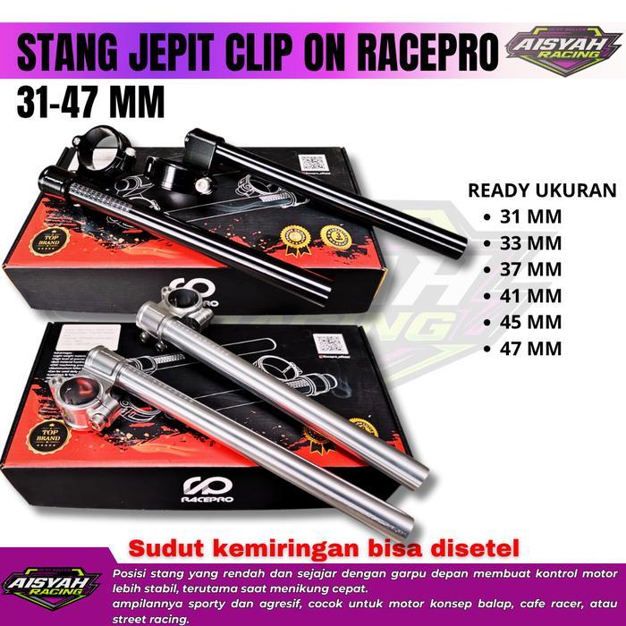 Racepro Stang Jepit Clip On R25 New Old 37 Mm Dan 47 Mm Silver Hitam R25 V2 R15 V3 V4